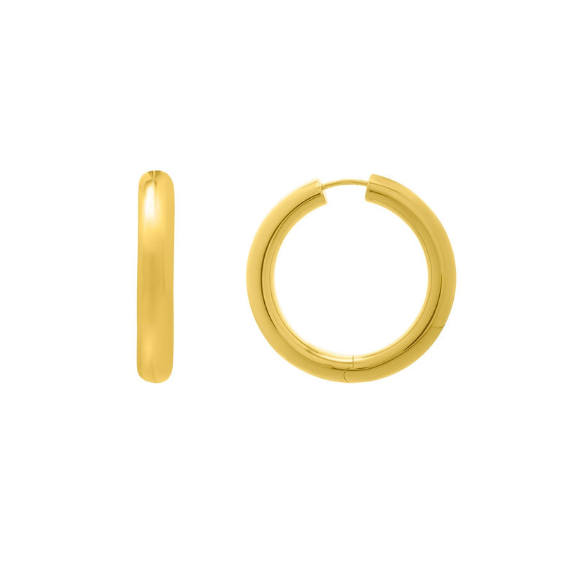 Sterling Silver Yellow Gold Plated Round Hoop Earrings