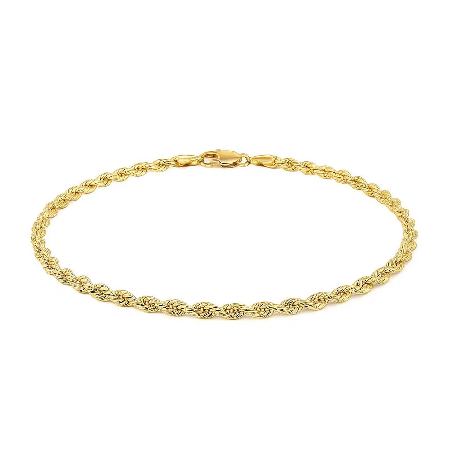 10k Yellow Gold Solid Diamond Cut Rope Bracelet (2.50 mm)