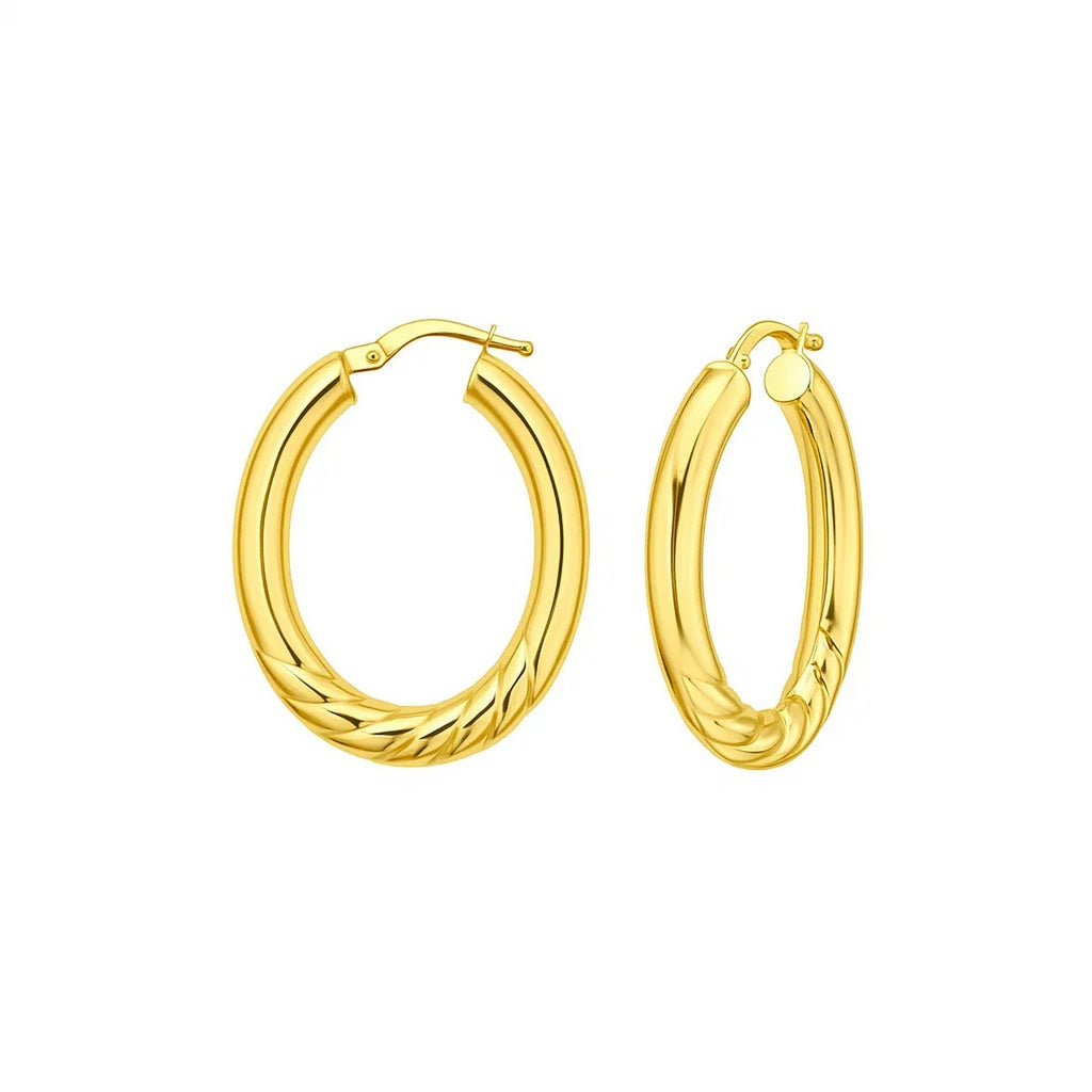 14K Yellow Gold Twisted Medium Hoop Earrings