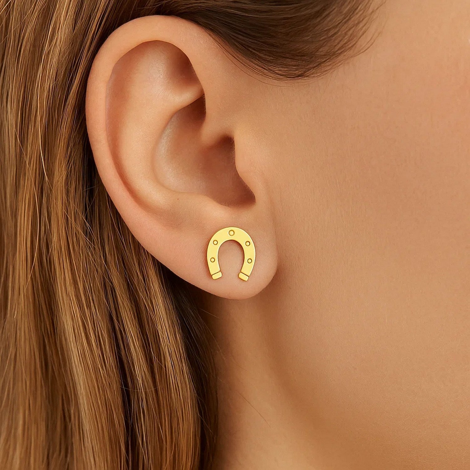 14K Yellow Gold Horseshoe Earrings