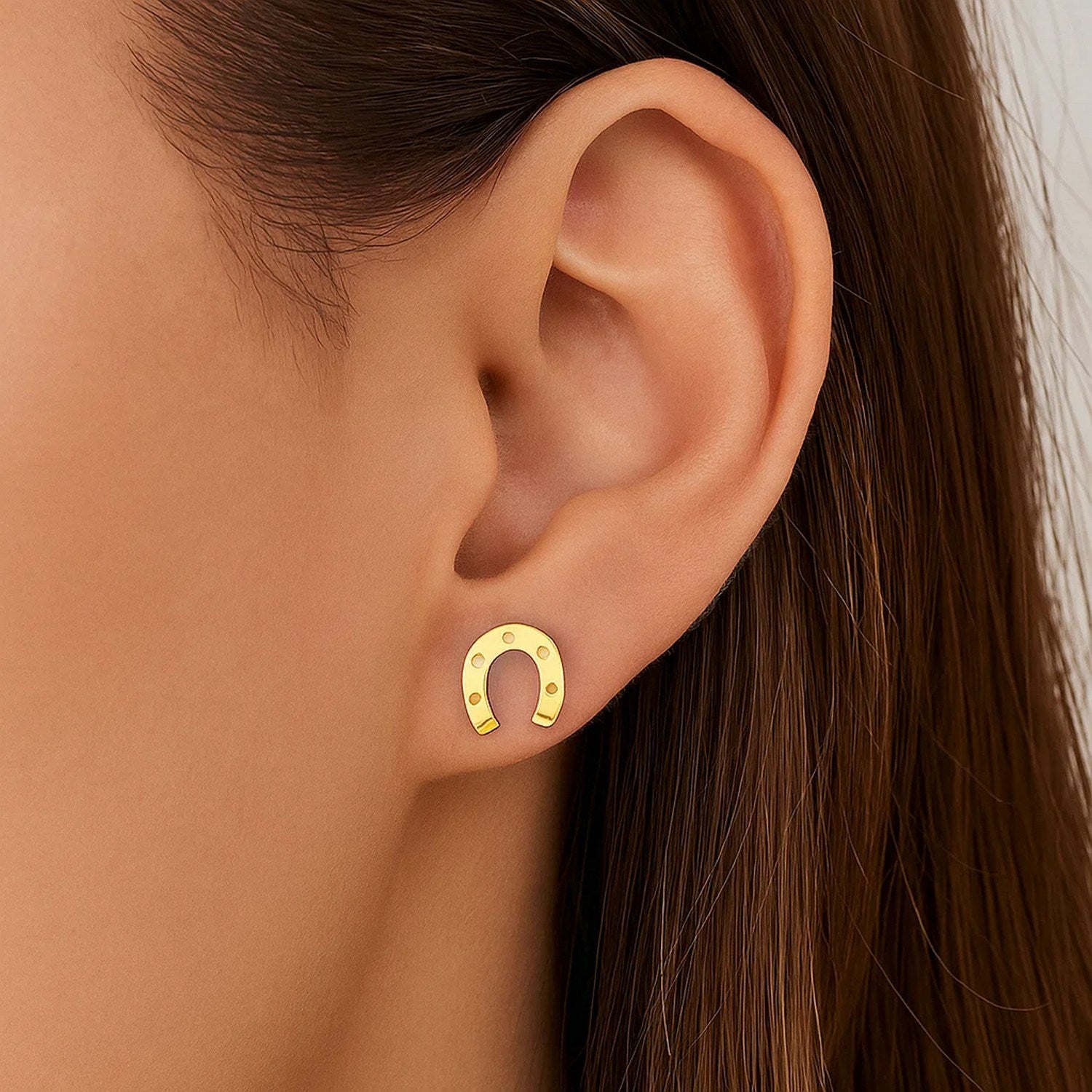 14K Yellow Gold Horseshoe Earrings