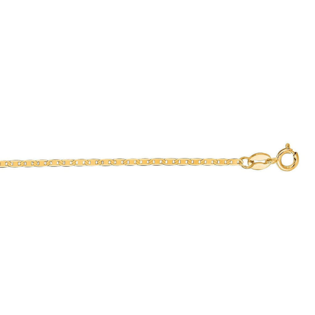 10k Yellow Gold Mariner Link Anklet 1.2mm