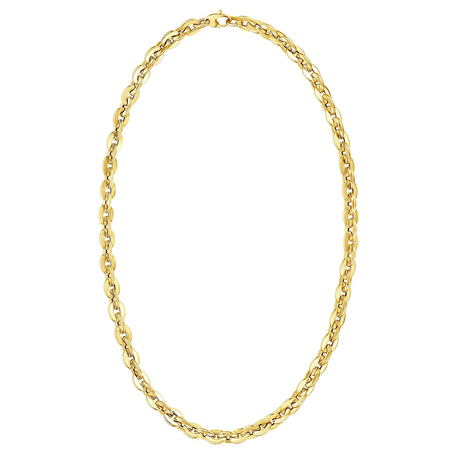 14K Yellow Gold Mirror Rolo Link Chain Necklace (7.30 mm)