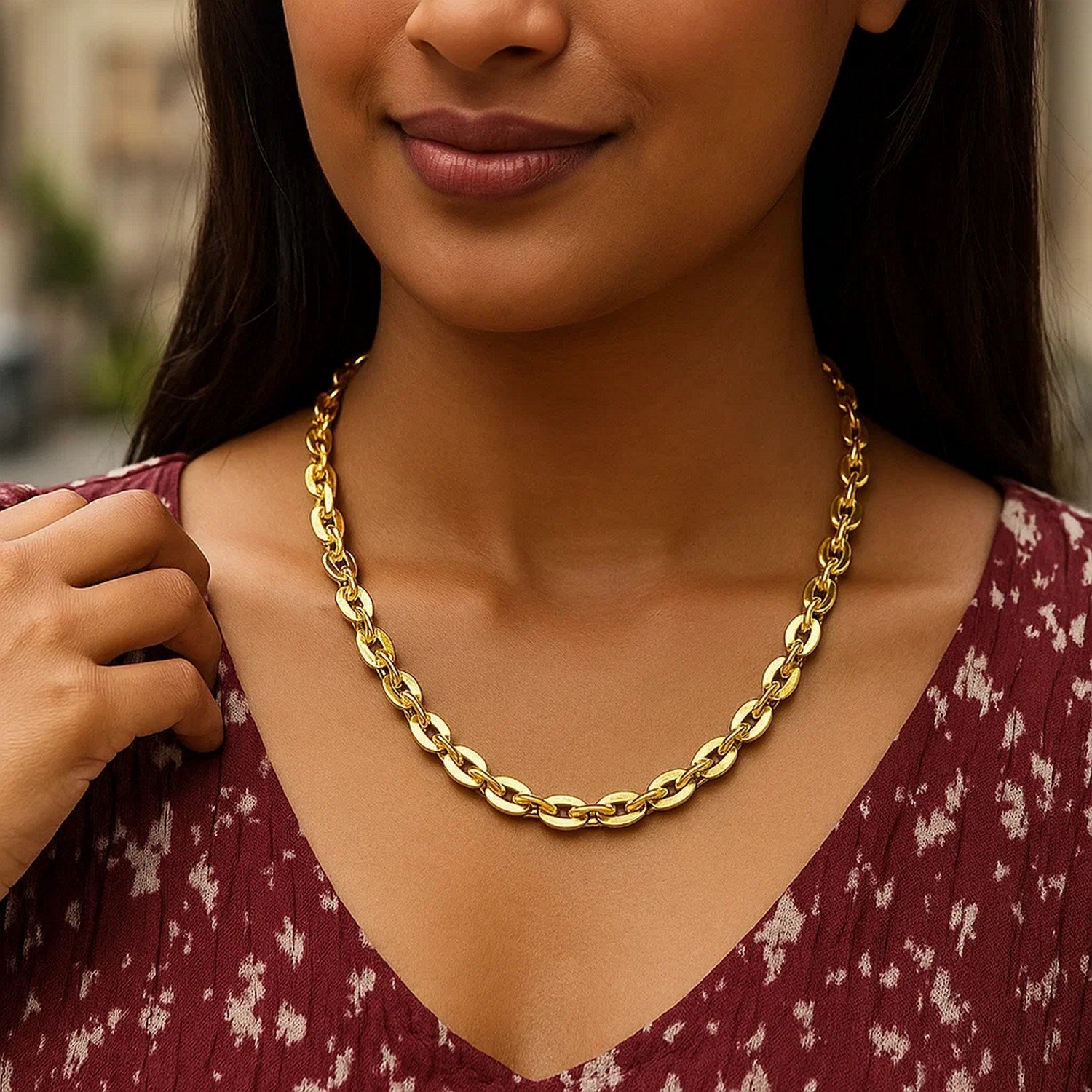 14K Yellow Gold Mirror Rolo Link Chain Necklace (7.30 mm)