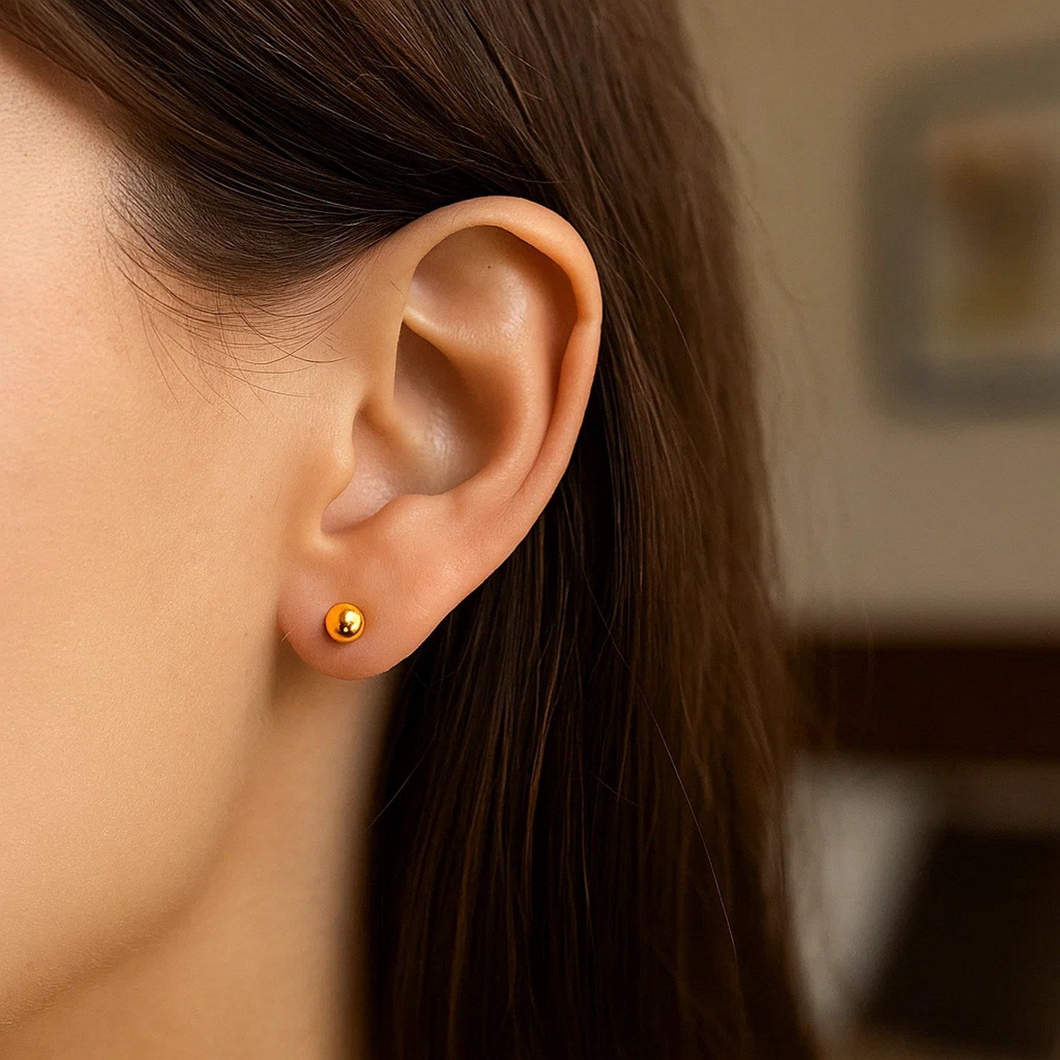 14k Yellow Gold Ball Style Stud Earrings (4mm)