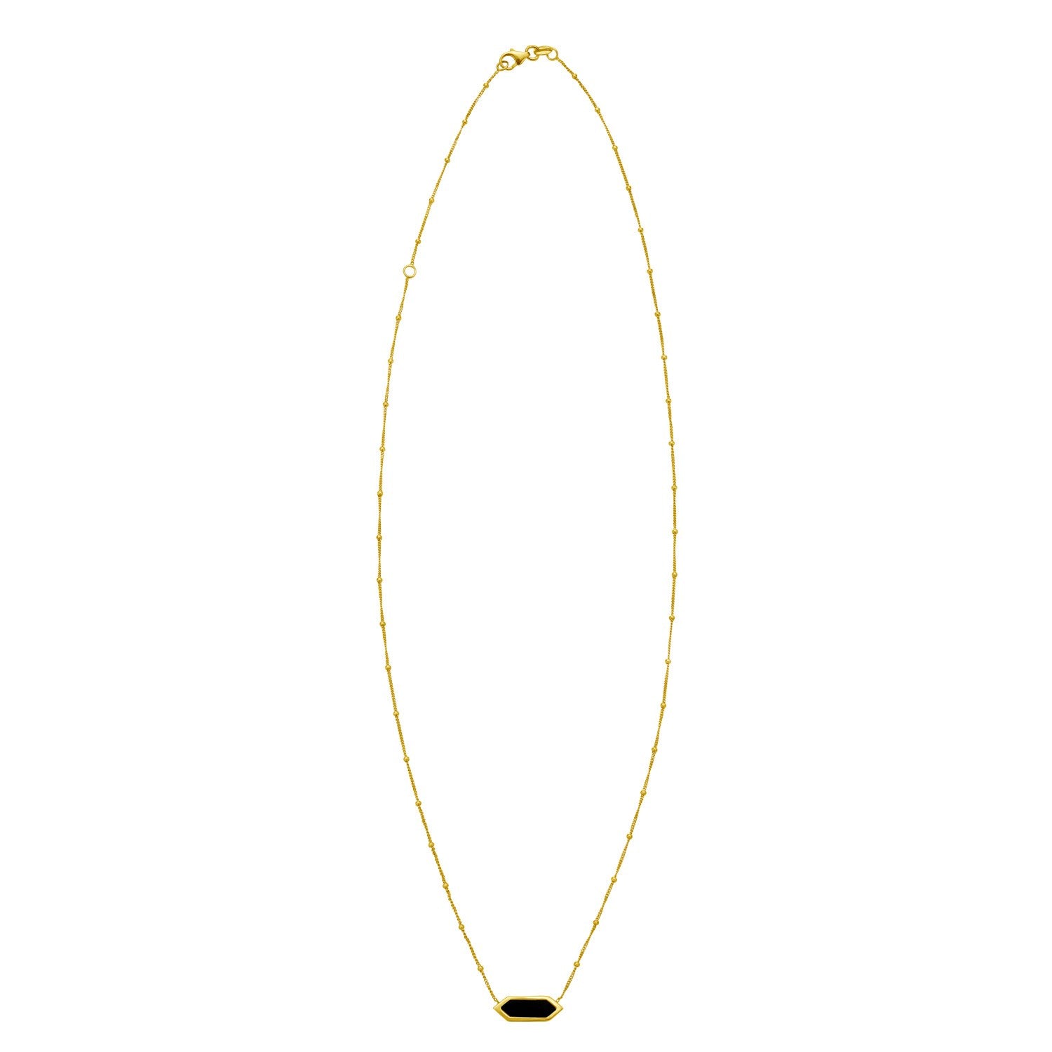 14K Yellow Gold Hexagon Onyx Pendant Necklace