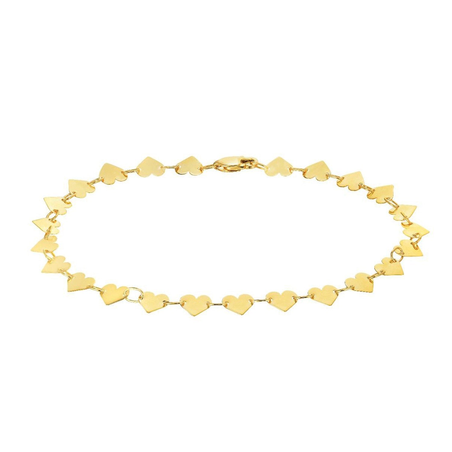 Mirror Heart Chain Bracelet in 10K Yellow Gold (4.70 mm)