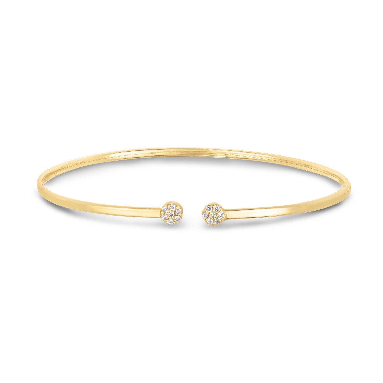 14k Yellow Gold High Polish Diamond Cluster Bangle (2.00 mm)