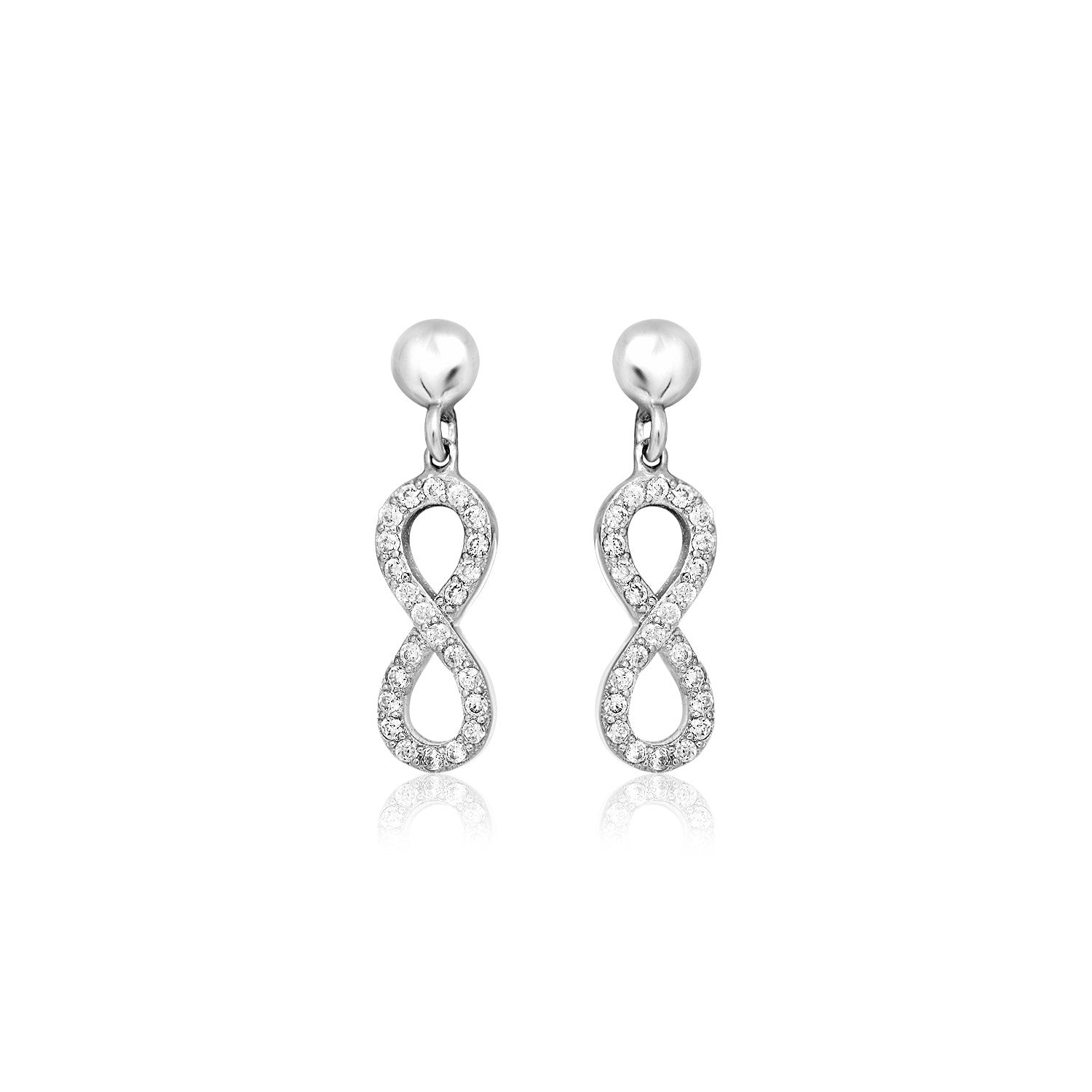 Sterling Silver Infinity Symbol Earrings with Cubic Zirconias