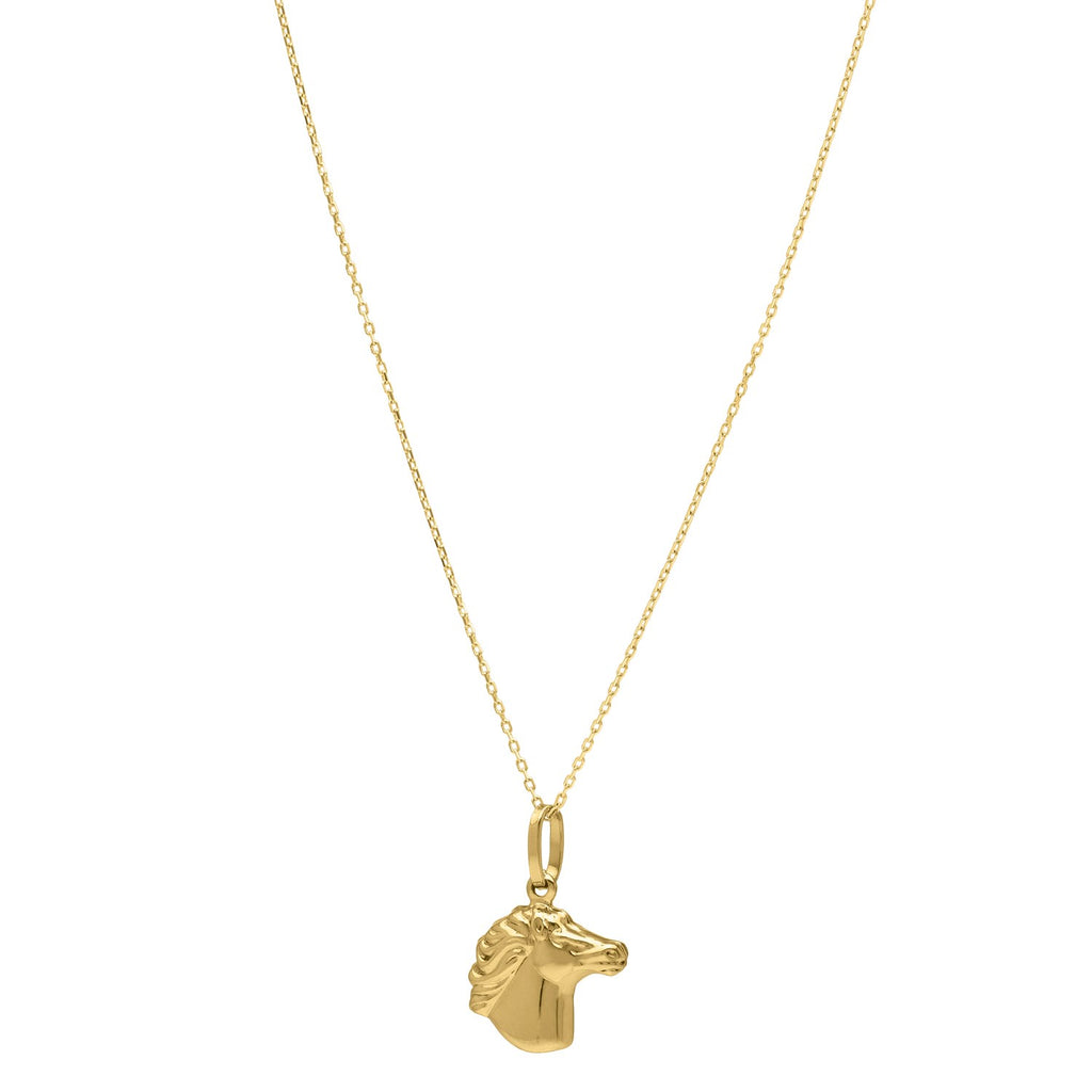 Horse Profile Medium Necklace in 14K Yellow Gold