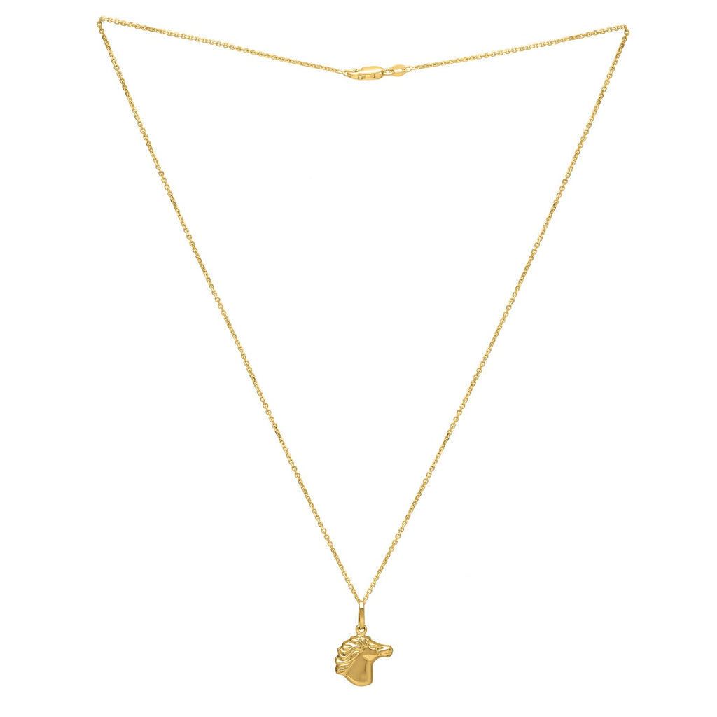Horse Profile Medium Necklace in 14K Yellow Gold