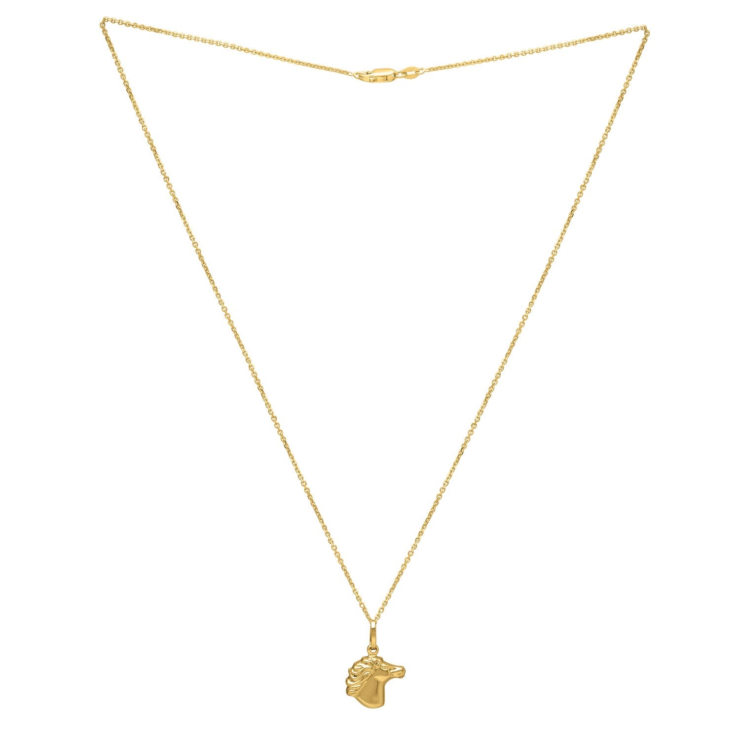 Horse Profile Medium Necklace in 14K Yellow Gold