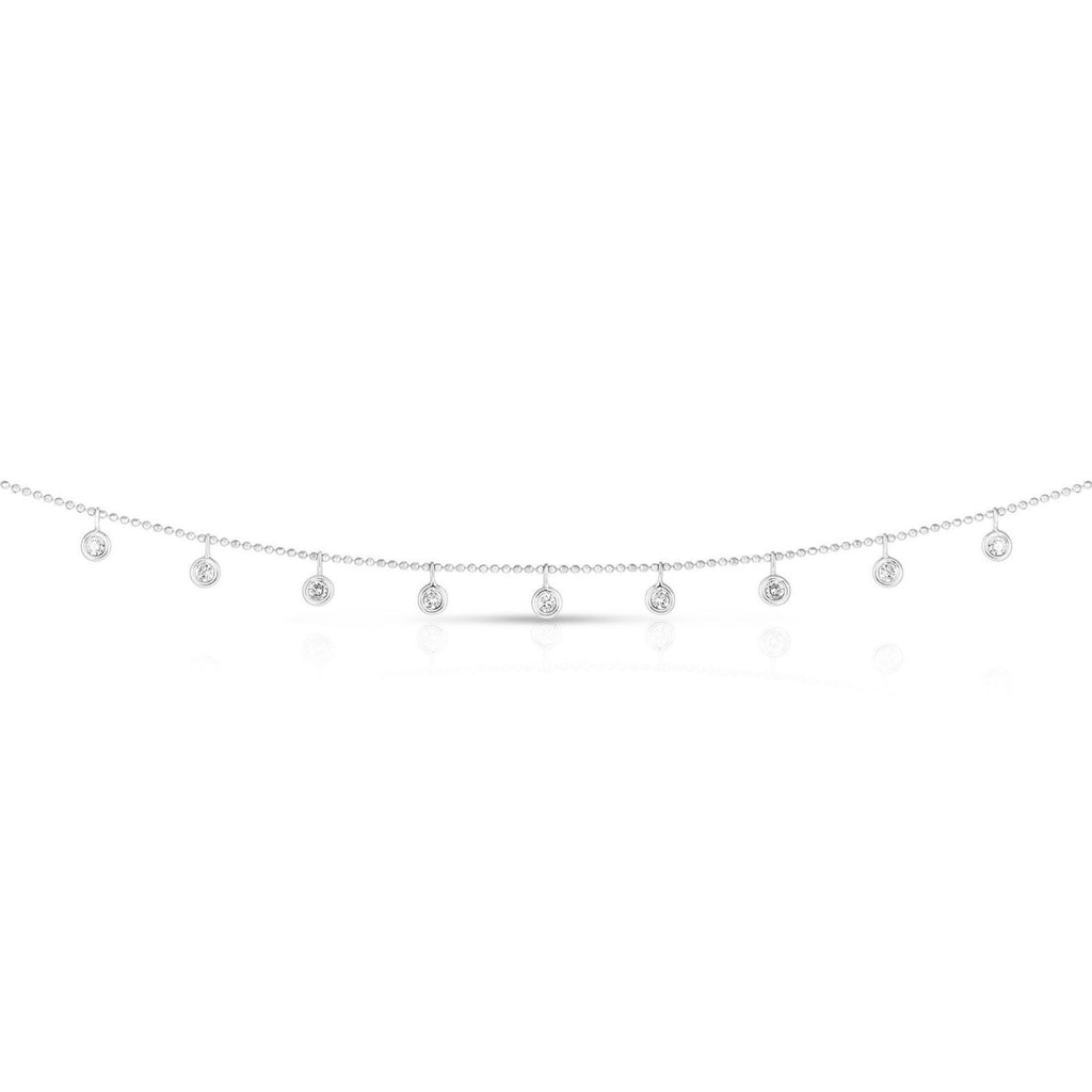 14k White Gold Necklace with Round Diamond Charms