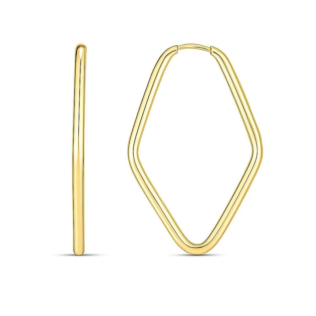 14k Yellow Gold Endless Marquise Hoops