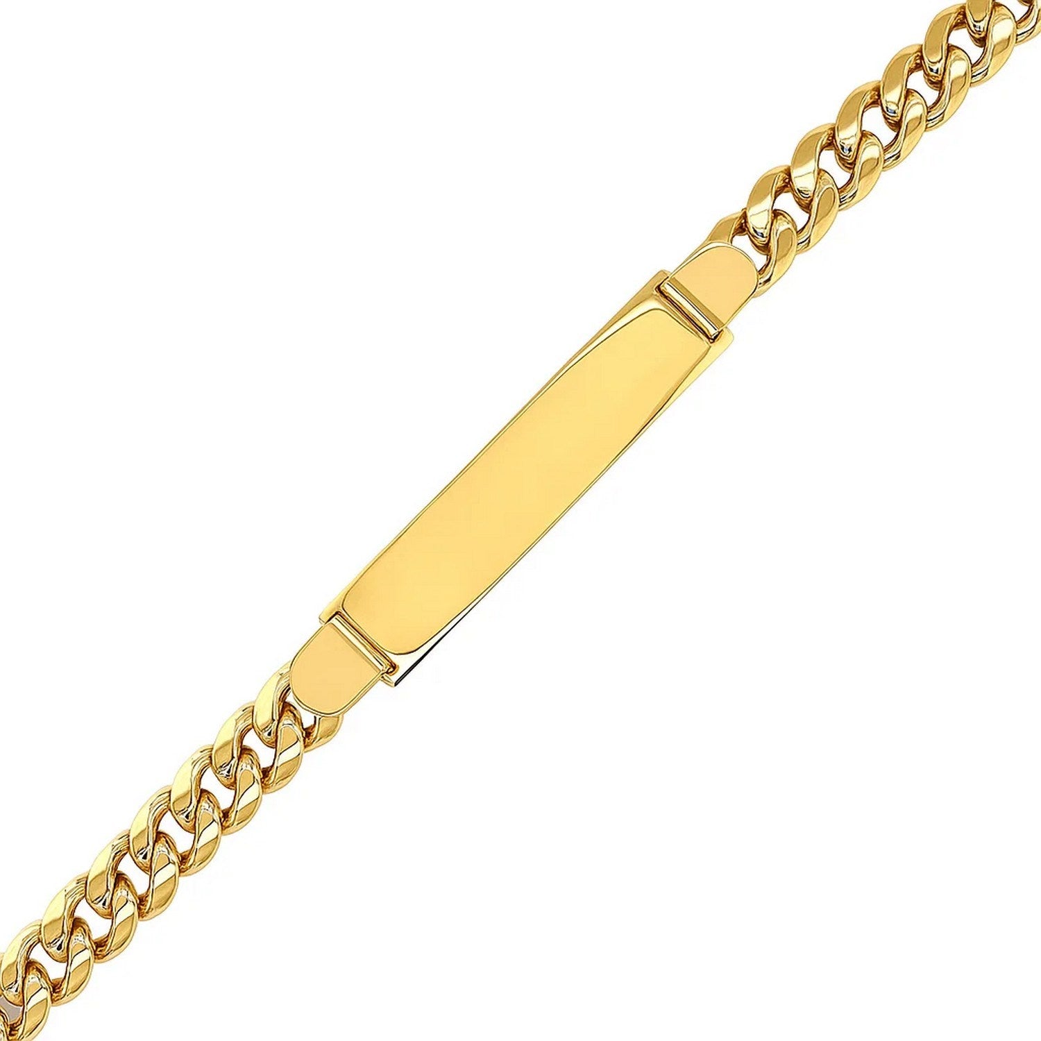 14k Yellow Gold Mens ID Cuban Chain Bracelet (8.00 mm)