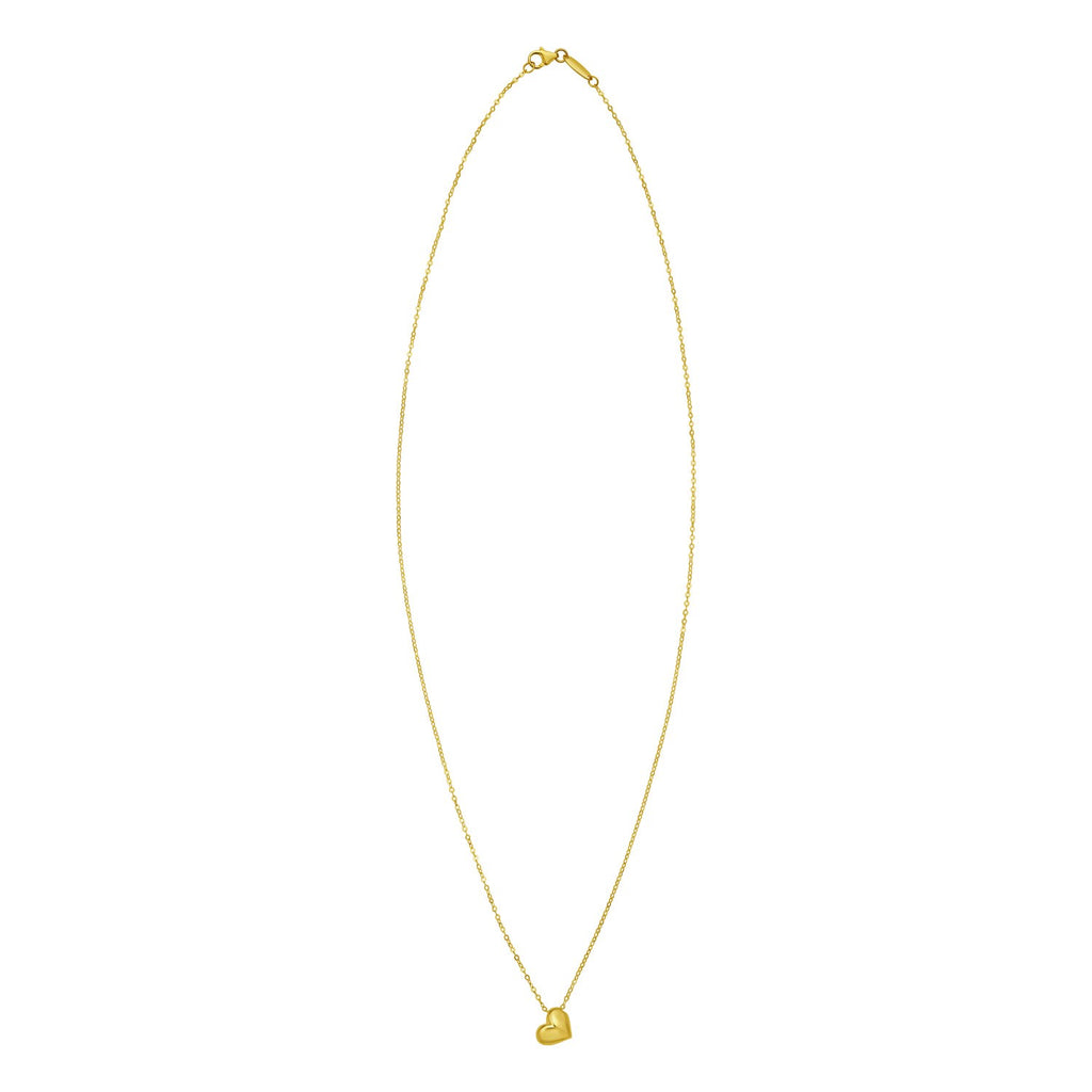 14K Yellow Gold Puffed Mini Heart Pendant Necklace