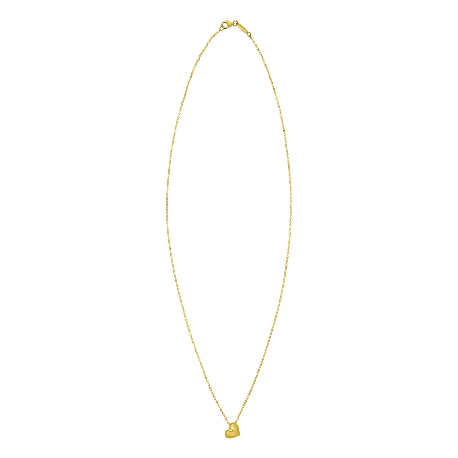 14K Yellow Gold Puffed Mini Heart Pendant Necklace