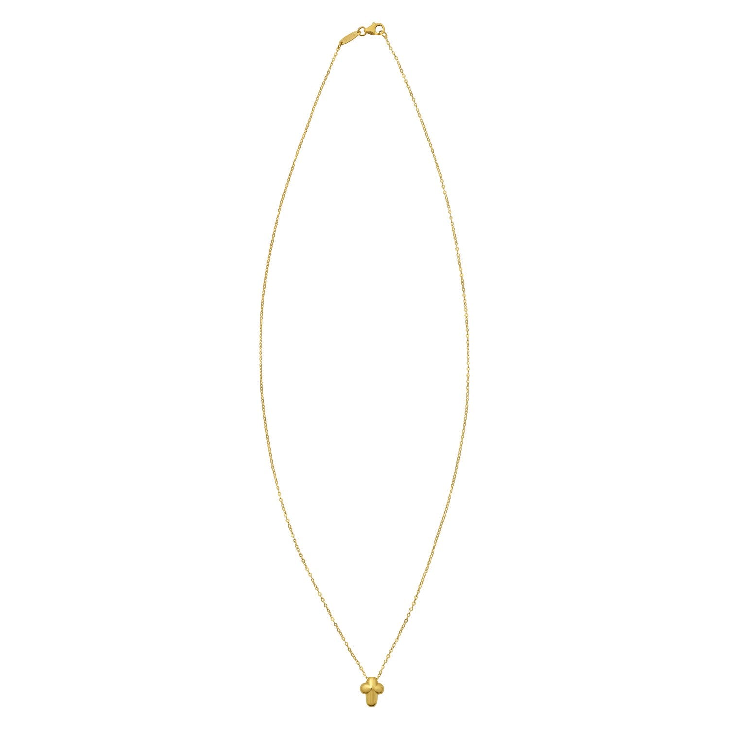 14K Yellow Gold Puffed Mini Cross Pendant Necklace