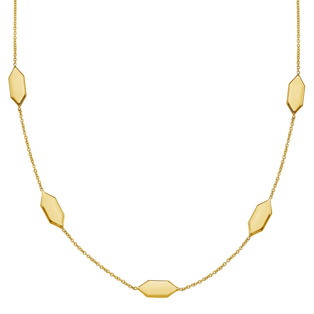 Elongated Hexagon Necklace in 14K Yellow Gold