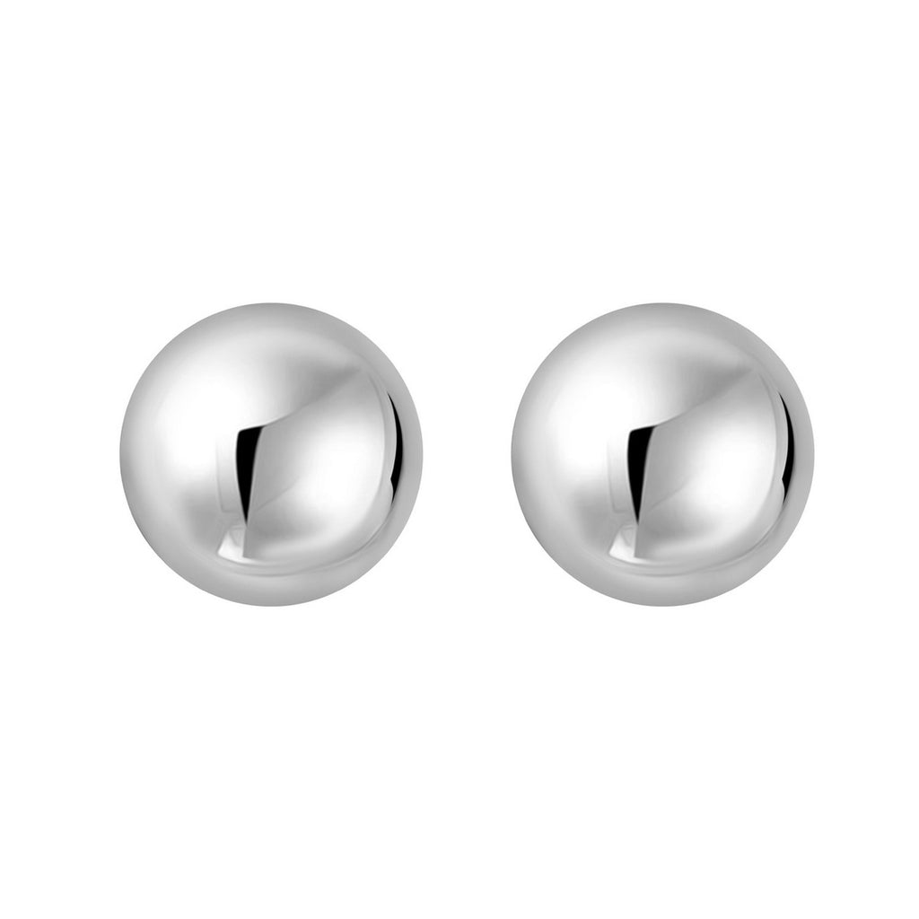 Sterling Silver Rhodium Plated Puffed Button Omega Earrings