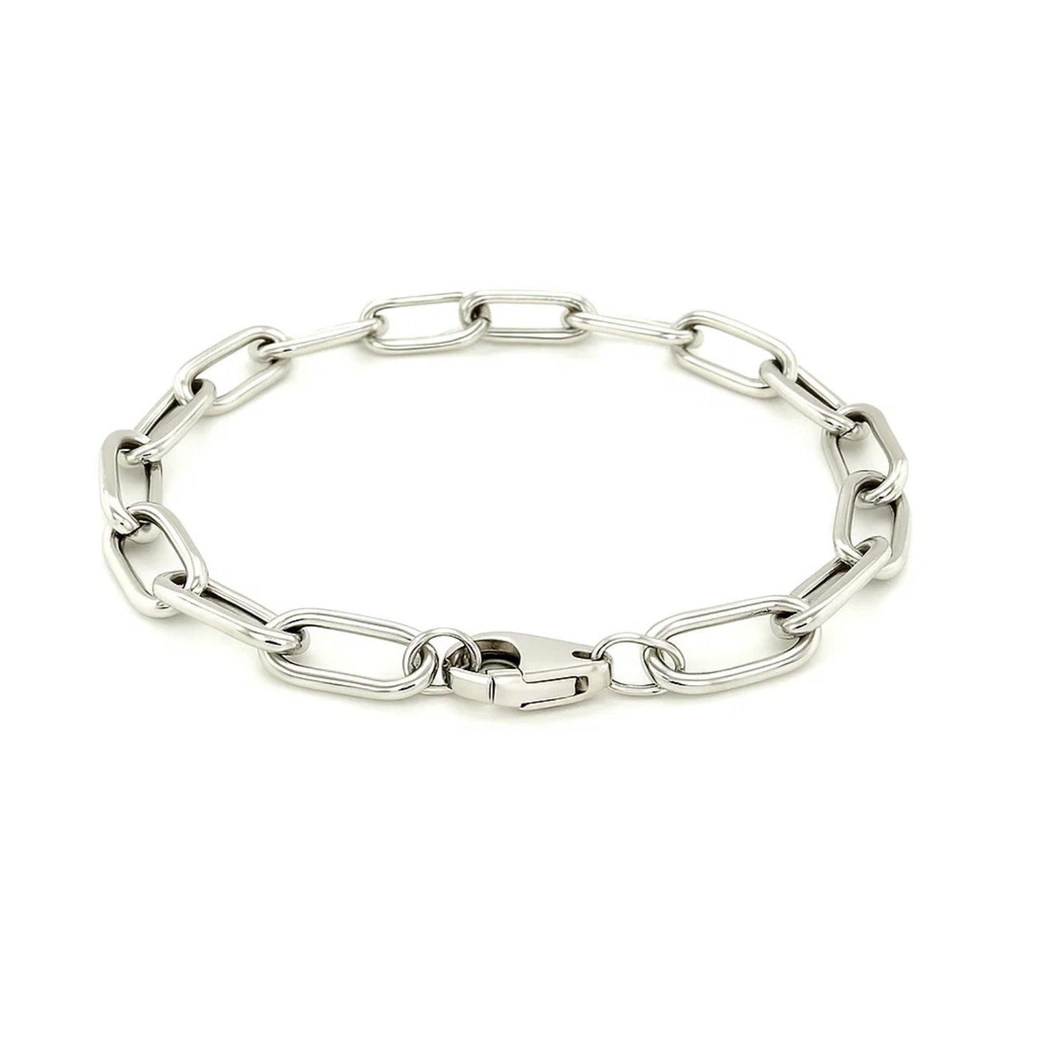 Sterling Silver Wide Paperclip Chain Bracelet (6.50 mm)