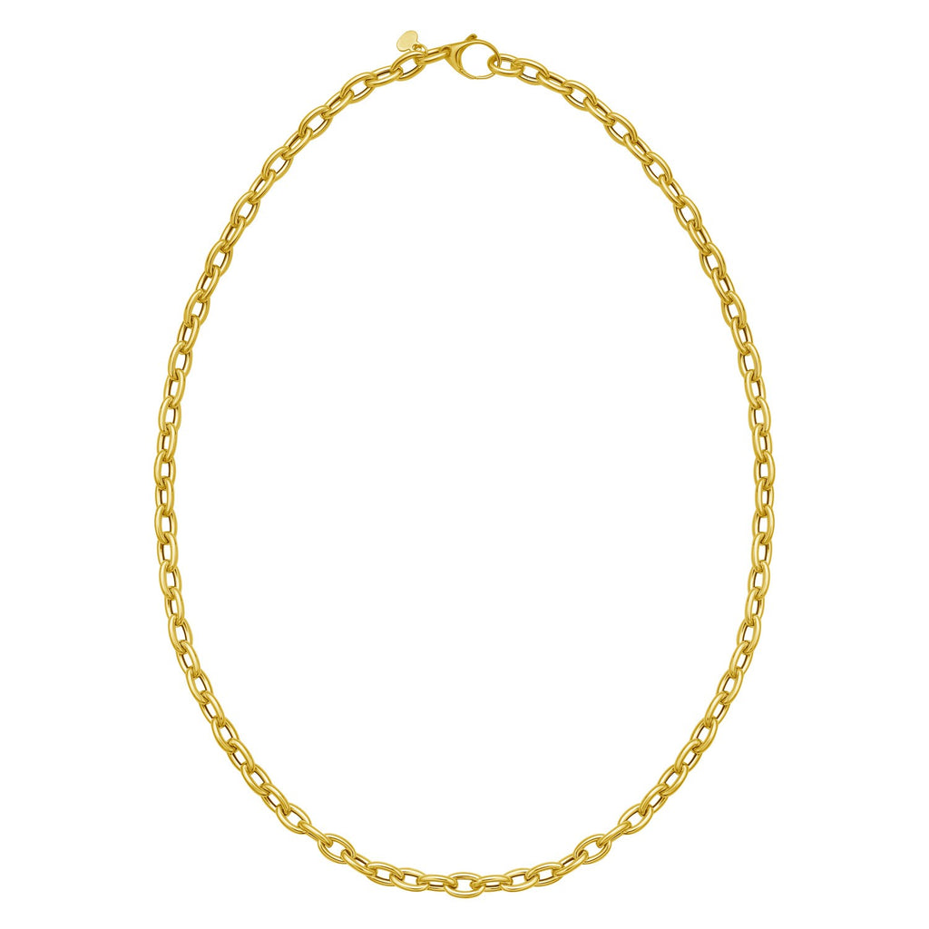 14K Yellow Gold Charm Lock Rolo Chain Necklace (5.10 mm)