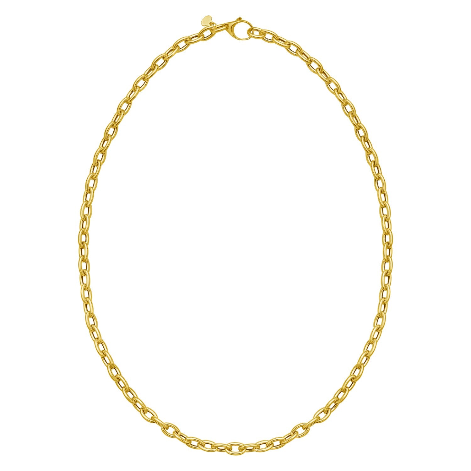 14K Yellow Gold Charm Lock Rolo Chain Necklace (5.10 mm)