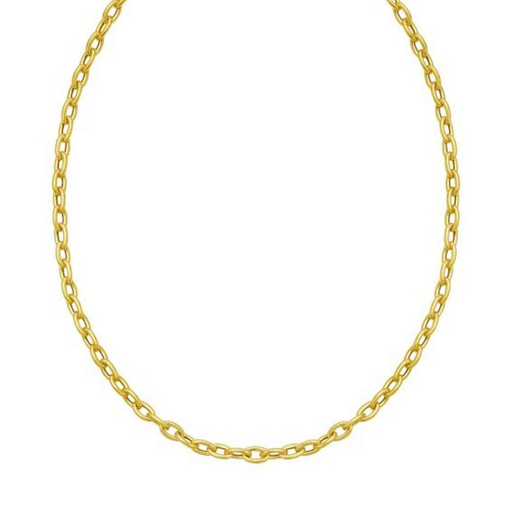 14K Yellow Gold Charm Lock Rolo Chain Necklace (5.10 mm)