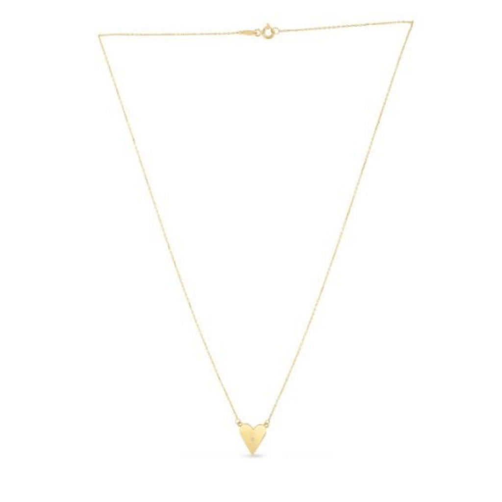 14k Yellow Gold High Polish Elongated Heart Necklace
