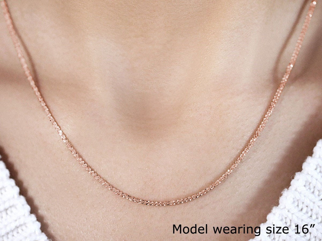 1.50 mm 14K Rose Gold Sparkle Chain