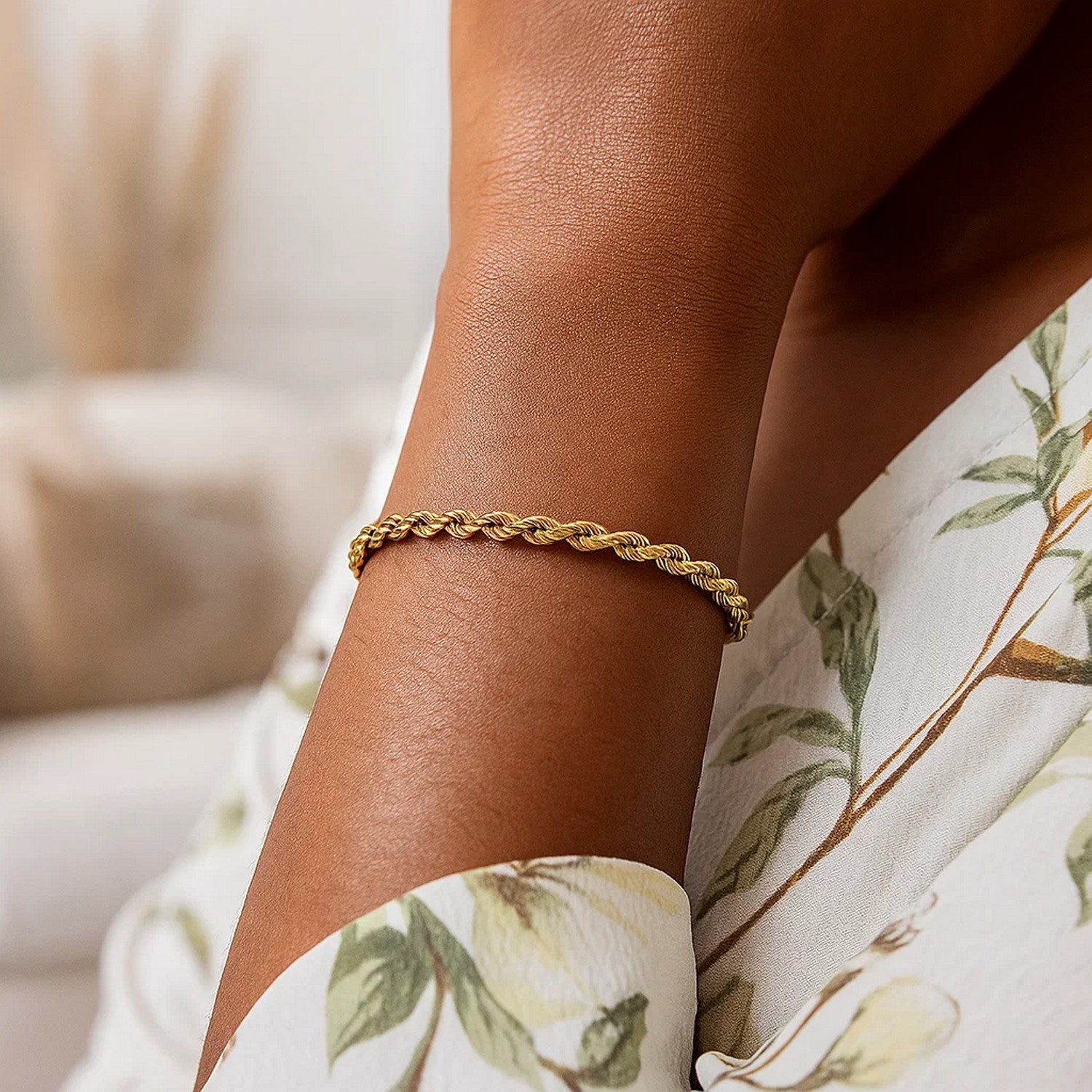 Lite Rope Chain Bracelet in 10k Yellow Gold  (3.20 mm)