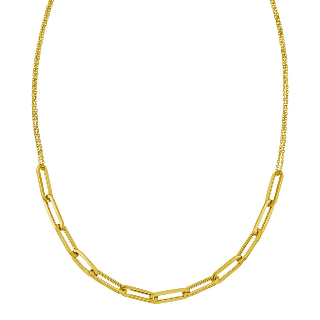 14K Yellow Gold Adjustable Paperclip Link Necklace