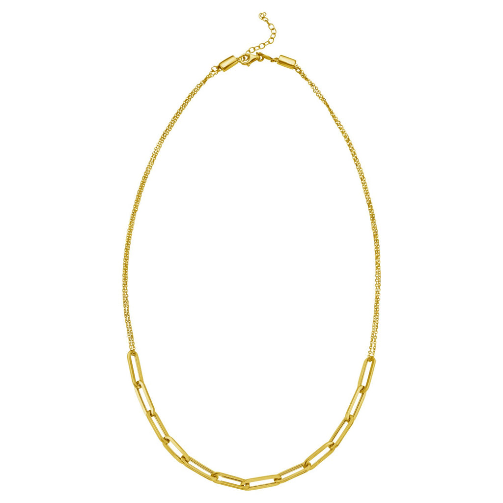 14K Yellow Gold Adjustable Paperclip Link Necklace