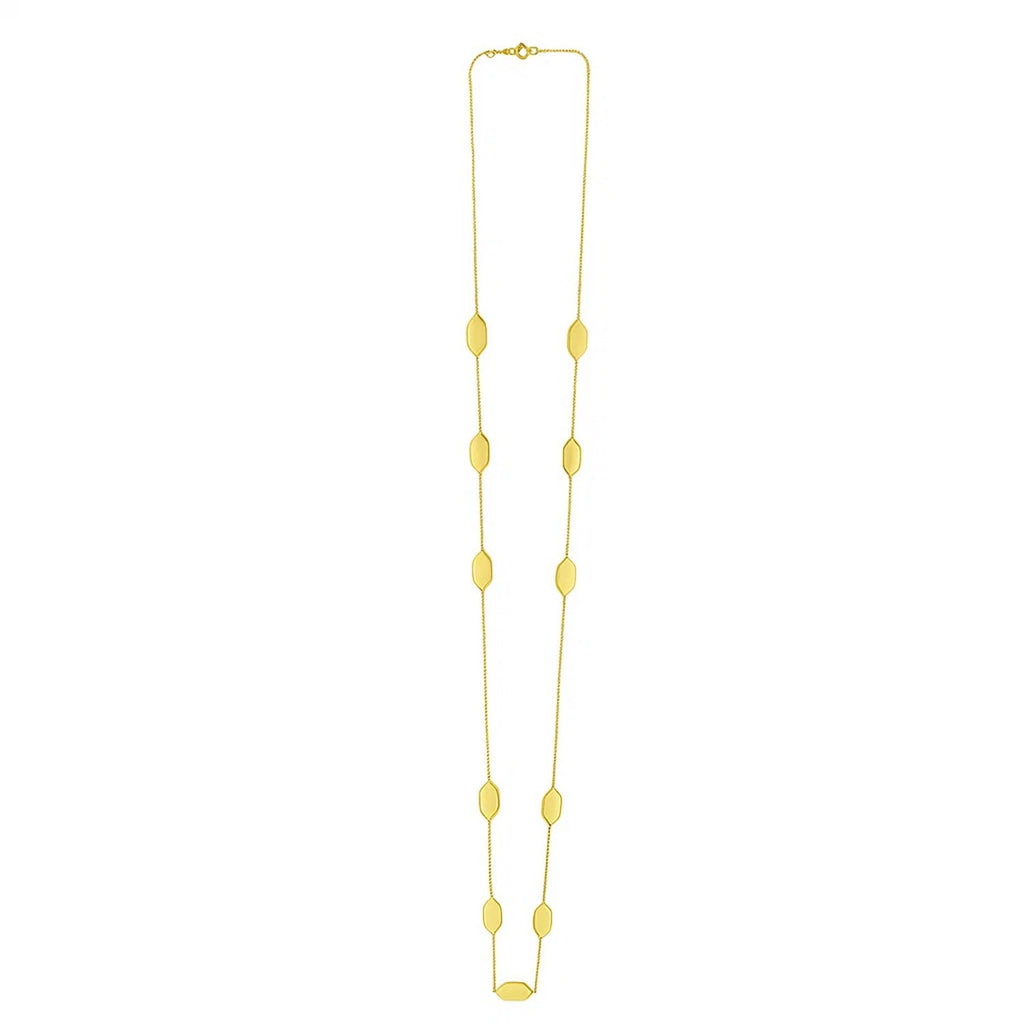 Elongated Hexagon Necklace in 14K Yellow Gold