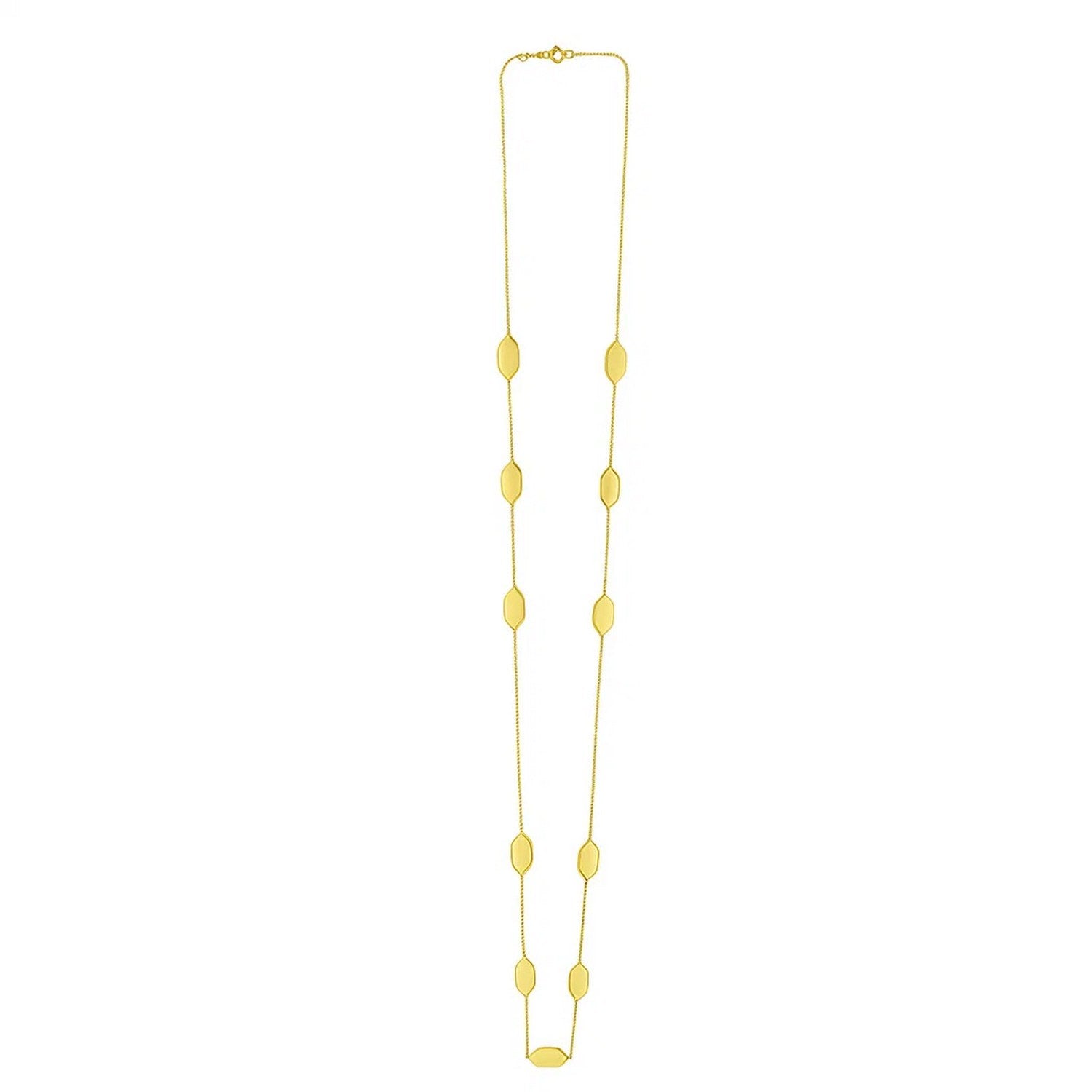 Elongated Hexagon Necklace in 14K Yellow Gold