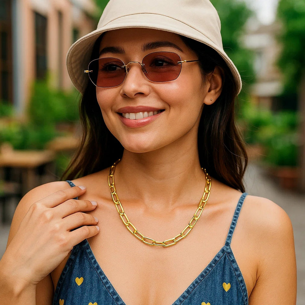 14k Yellow Gold Rounded Paperclip Chain Necklace