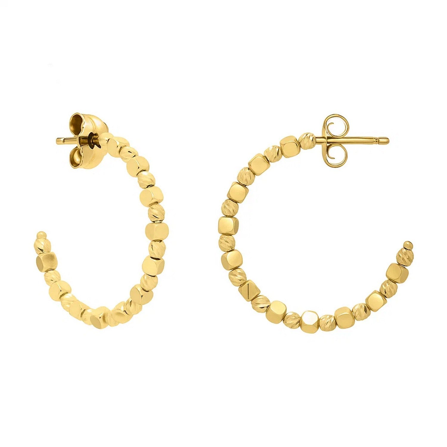Pebble C Hoop Earrings in 14K Yellow Gold