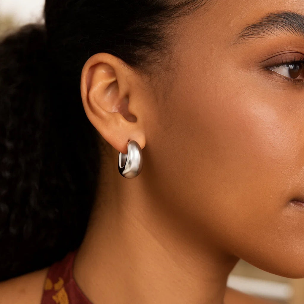 Sterling Silver Large Graduated Hoop Earrings