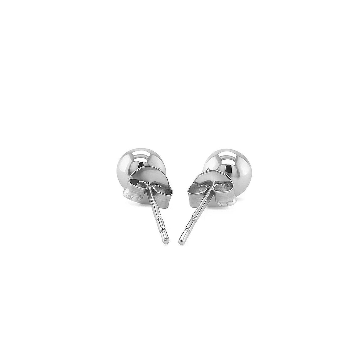14k White Gold Round Stud Earrings (4mm)