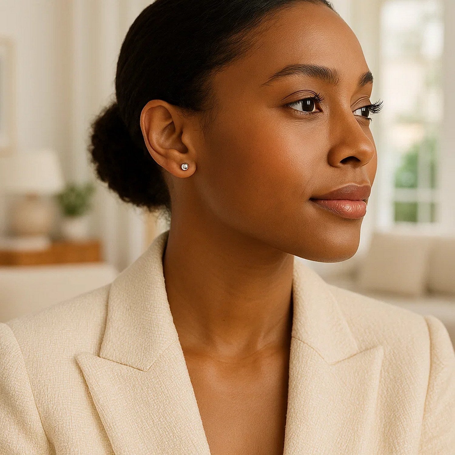 14k White Gold Round Stud Earrings (4mm)