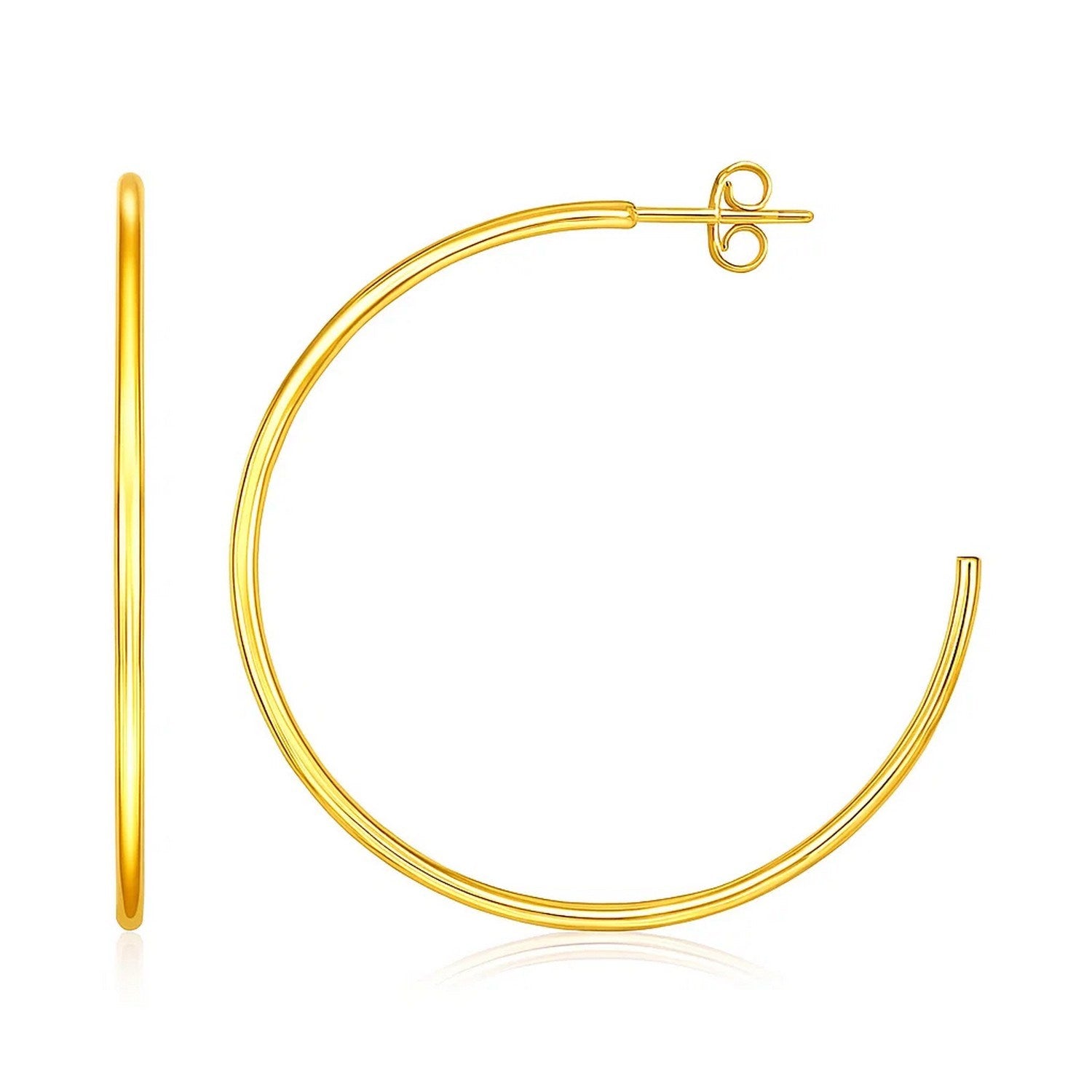 14k Yellow Gold Polished Hoop Earrings(1.5x40mm)