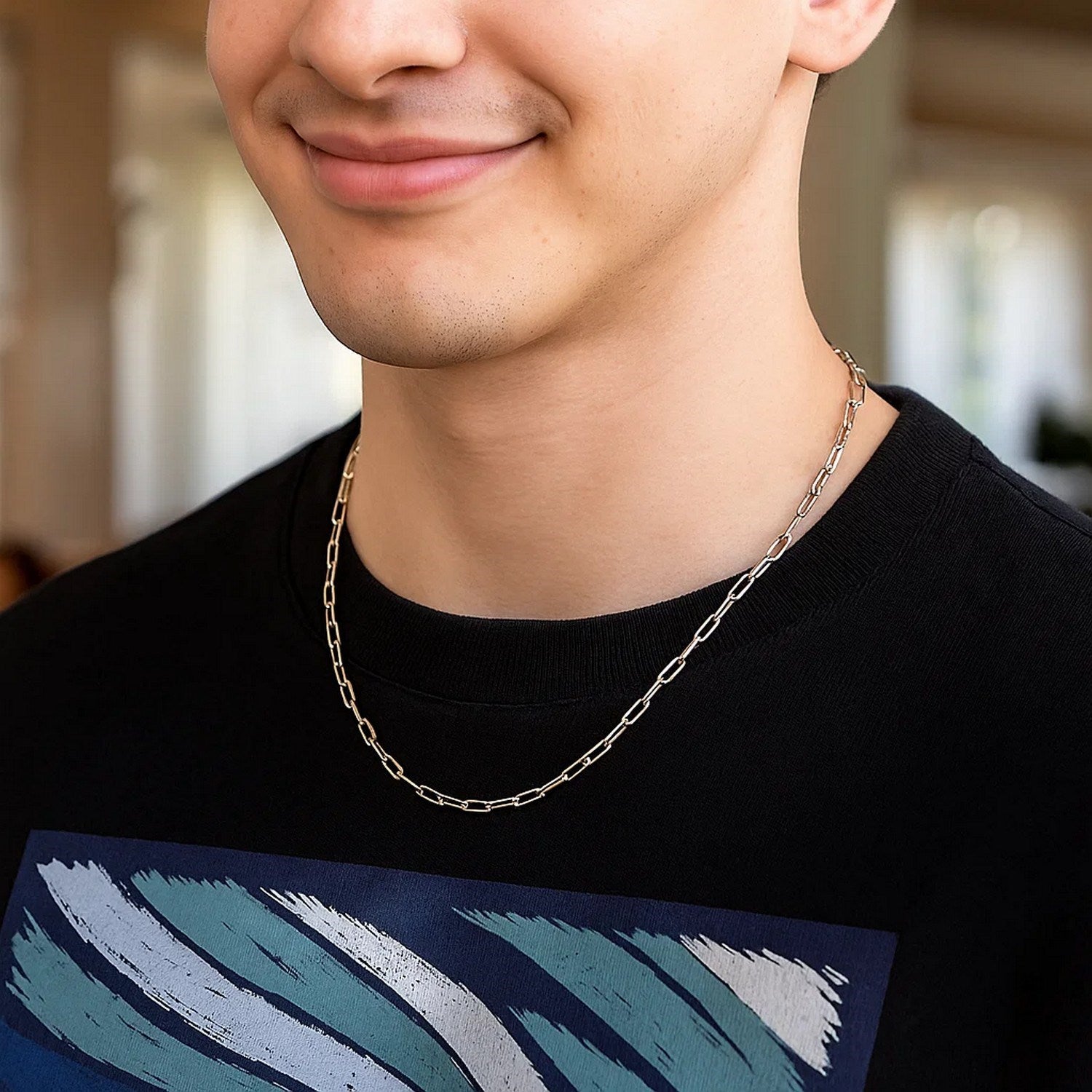 Sterling Silver Rhodium Plated Paperclip Chain (1.80 mm)