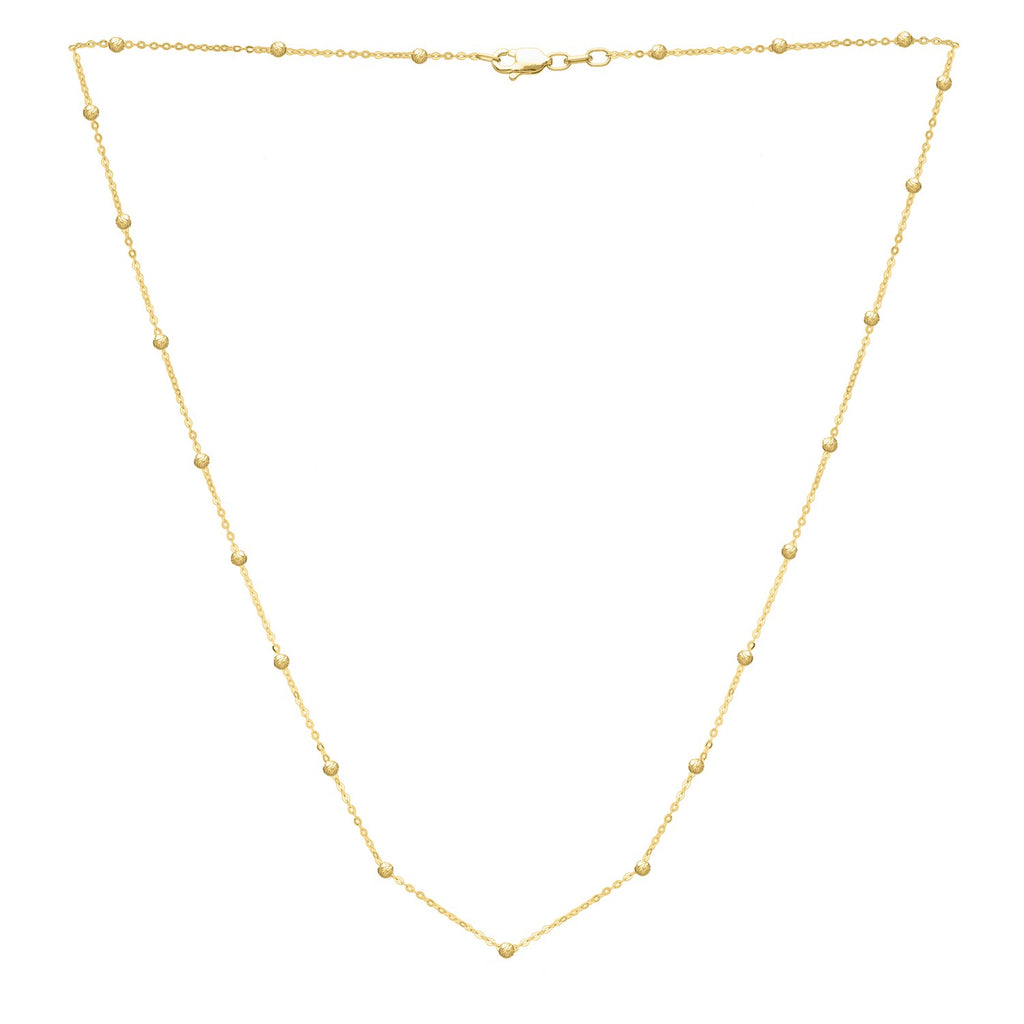 Textured Saturn Bead Necklace in 14K Yellow Gold