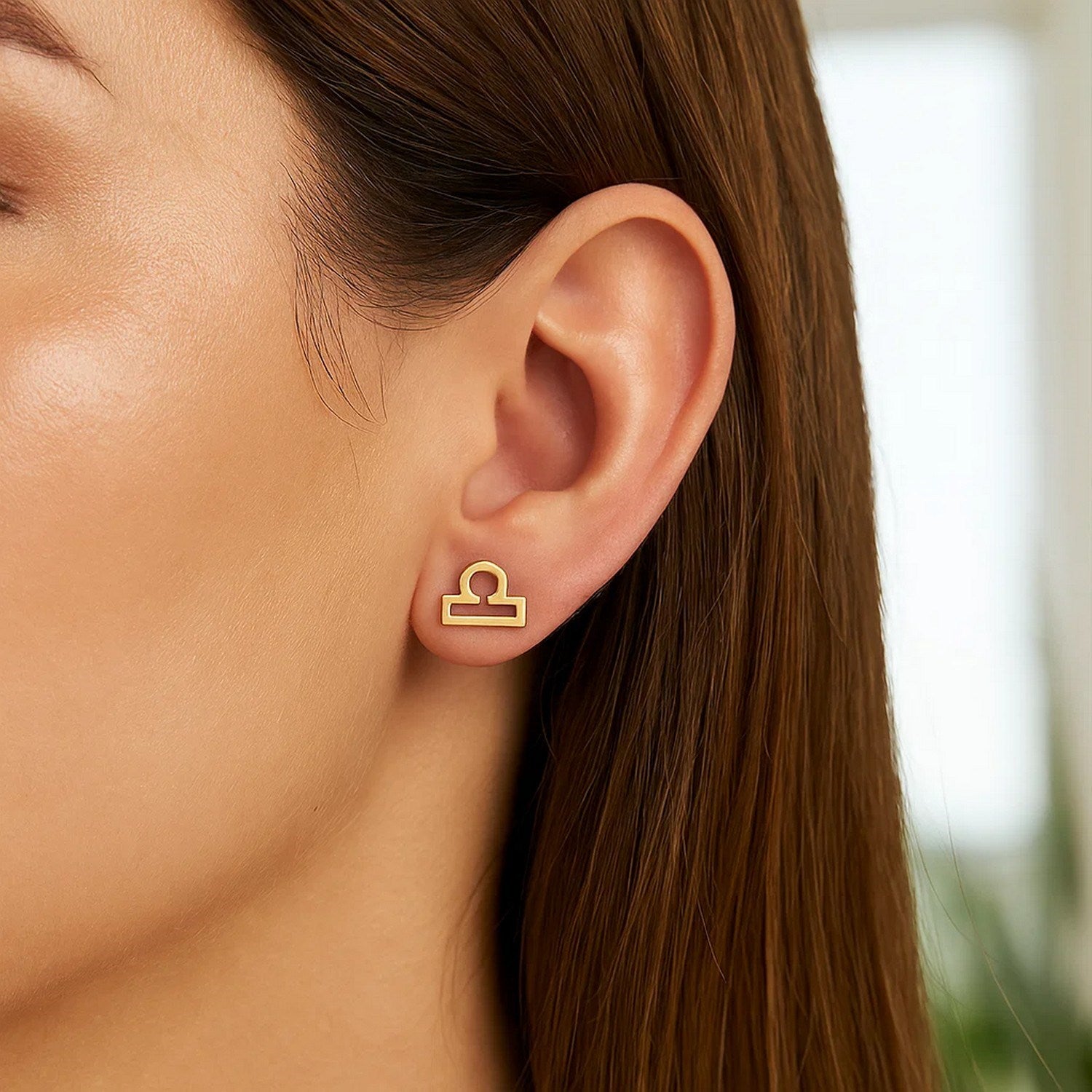 14k Yellow Gold Libra Stud Earrings