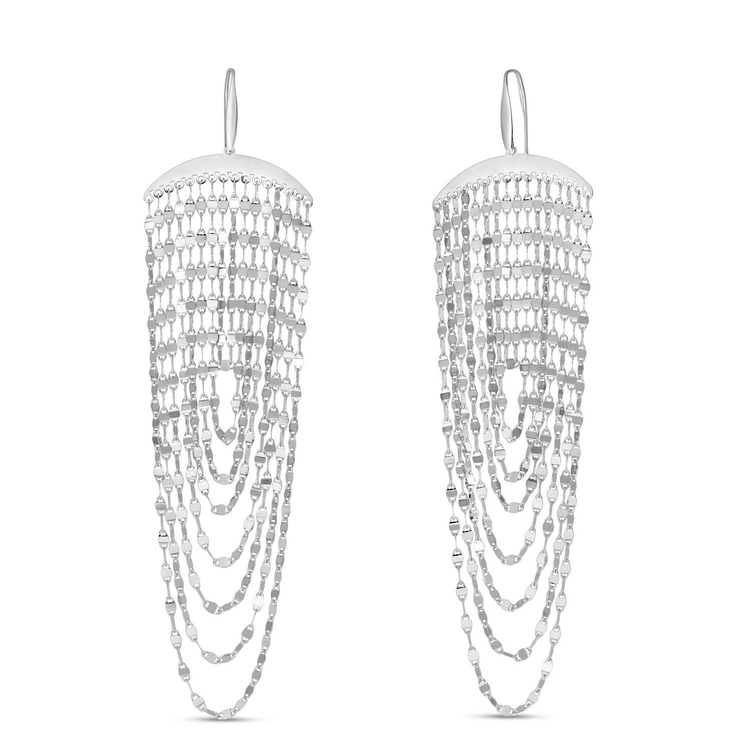 Sterling Silver Multi Strand Chain Drop Chandelier Earrings