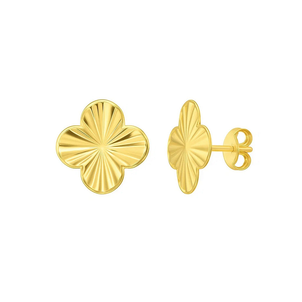 14K Yellow Gold Clover Stud Earrings (12.20 mm)