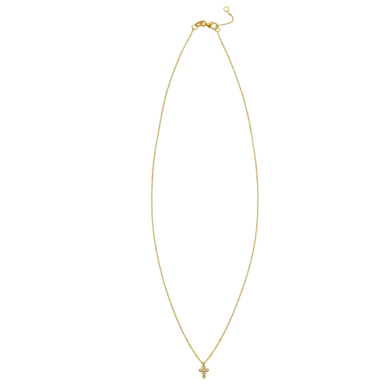 14K Yellow Gold Petite Diamond Cross Necklace