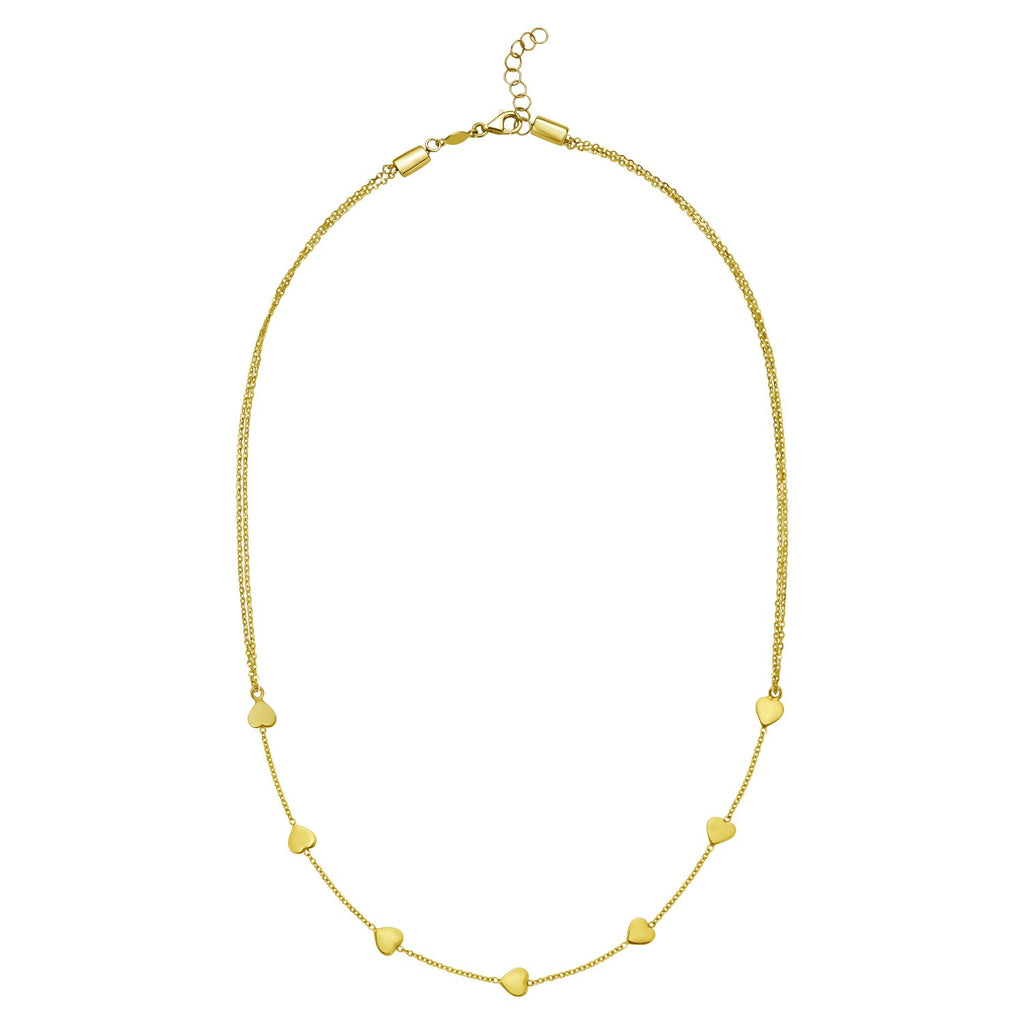 14K Yellow Gold Adjustable Heart Link Necklace
