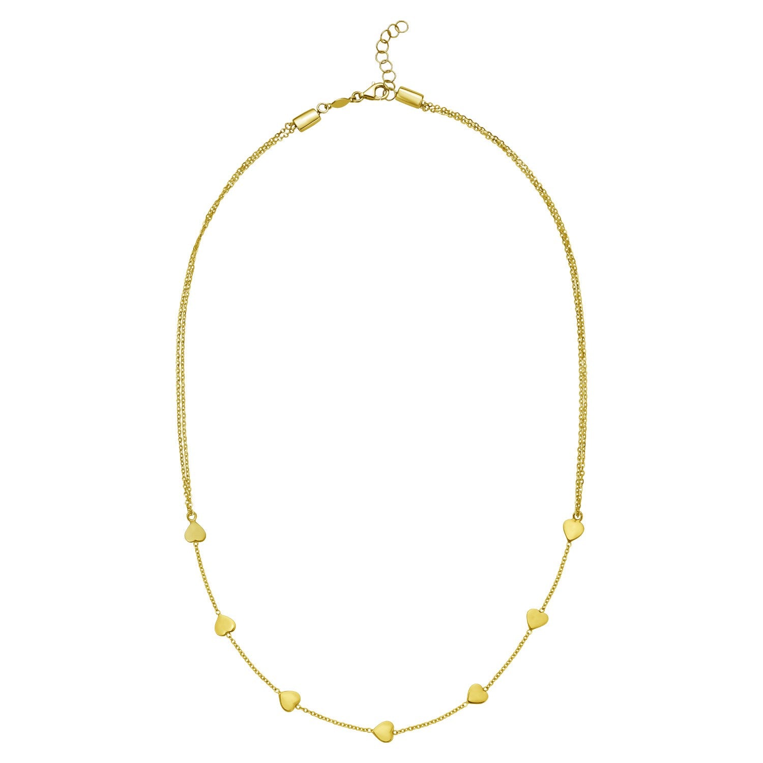 14K Yellow Gold Adjustable Heart Link Necklace