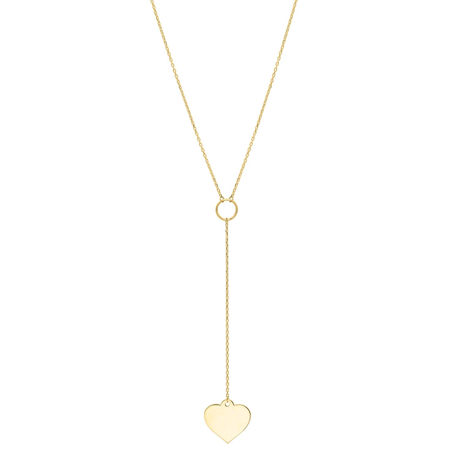Lariat Heart Necklace in 10K Yellow Gold
